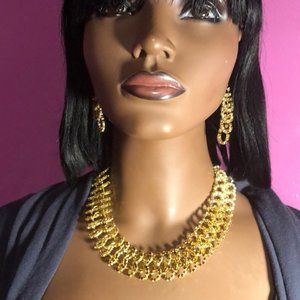 Rhinestone Necklace and Earrings